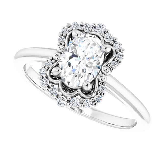 Oval Moissanite & LG Diamond Halo Ring