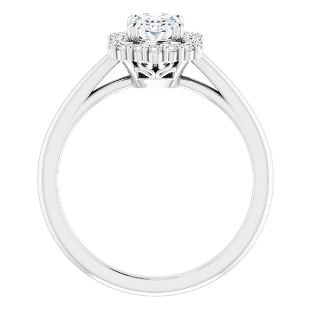 Oval Moissanite & LG Diamond Halo Ring