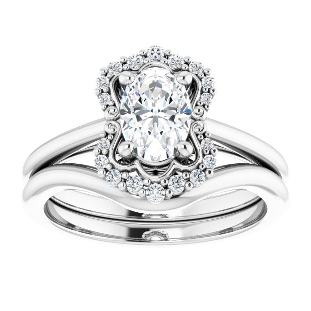 Oval Moissanite & LG Diamond Halo Ring