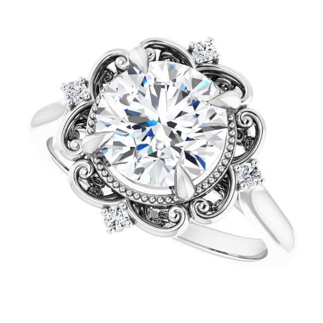 2.00ct Round Brilliant Moissanite & LG Diamond Halo Ring