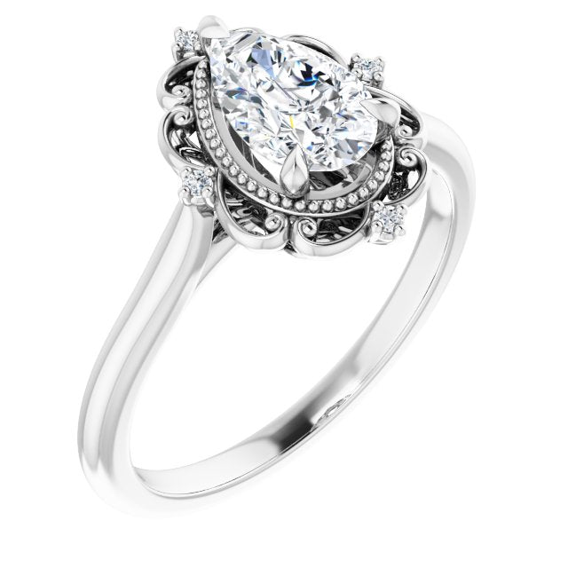 1.00ct Pear Moissanite & LG Diamond Halo Ring