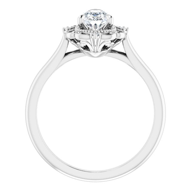 1.00ct Pear Moissanite & LG Diamond Halo Ring