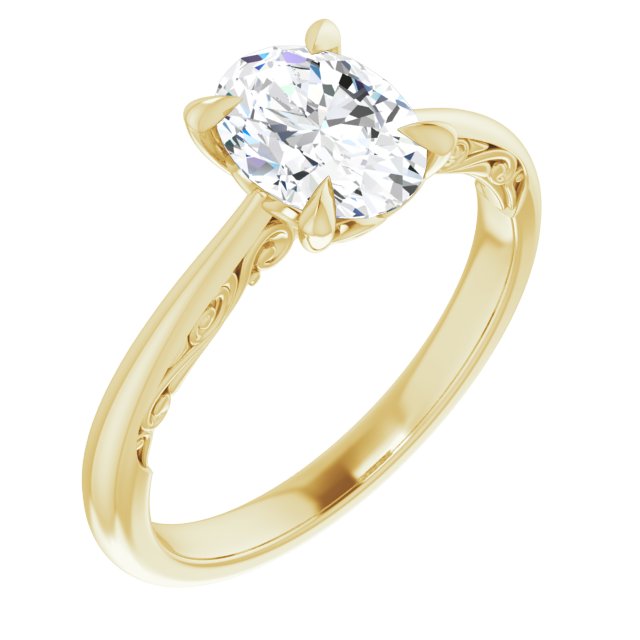 1.25ct Oval Moissanite Vintage Solitaire Ring