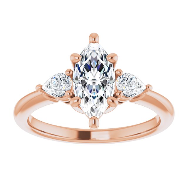 1.42ctw Marquise and Pear Moissanite Three Stone Ring