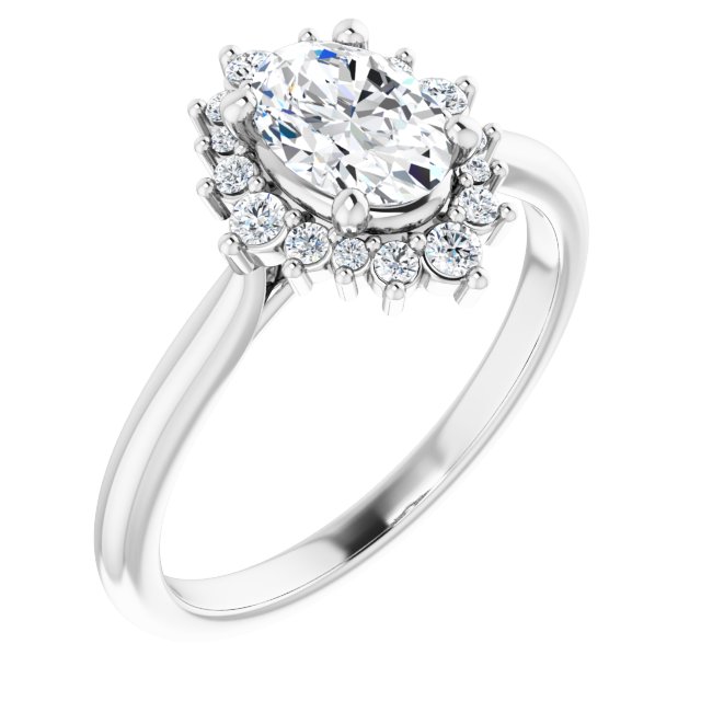 Oval Brilliant Moissanite Halo Engagement Ring