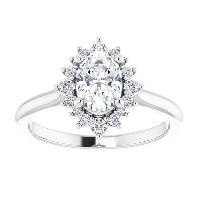 Oval Brilliant Moissanite Halo Engagement Ring