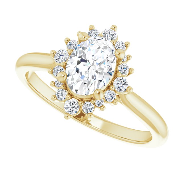 Oval Brilliant Moissanite Halo Engagement Ring