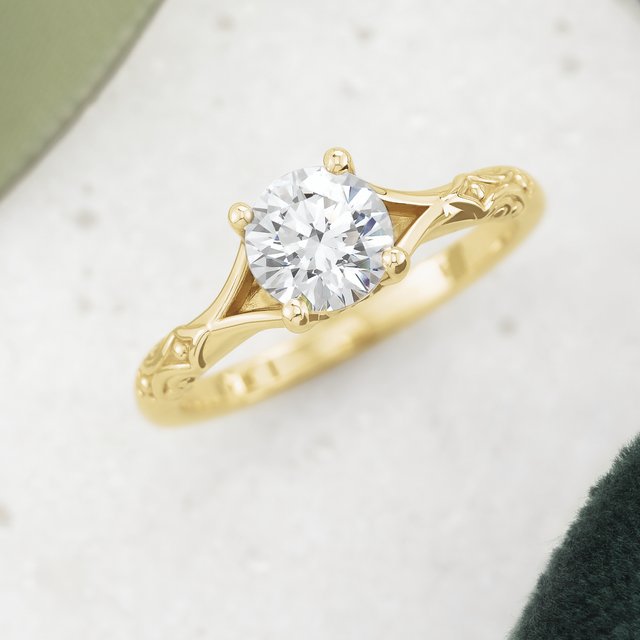 One Carat Brilliant Moissanite Vintage Ring