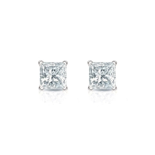 14k one carat princess cut studs