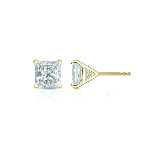 2 carat princess cut moissanite studs-yg_1