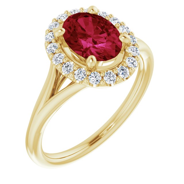 1.25ct Oval Ruby Ring with LG Diamond Halo