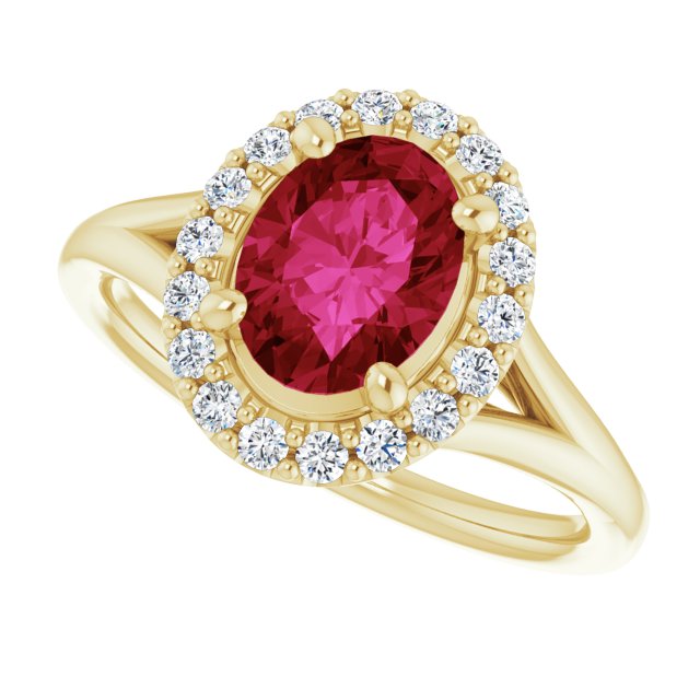 1.25ct Oval Ruby Ring with LG Diamond Halo