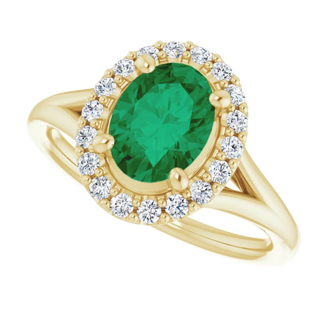 1.25ct Oval Emerald Ring with LG Diamond Halo