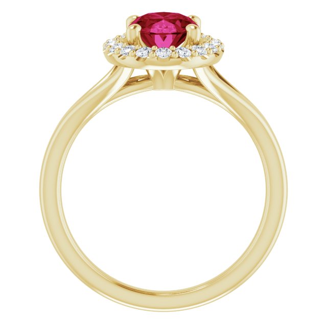 1.25ct Oval Ruby Ring with LG Diamond Halo