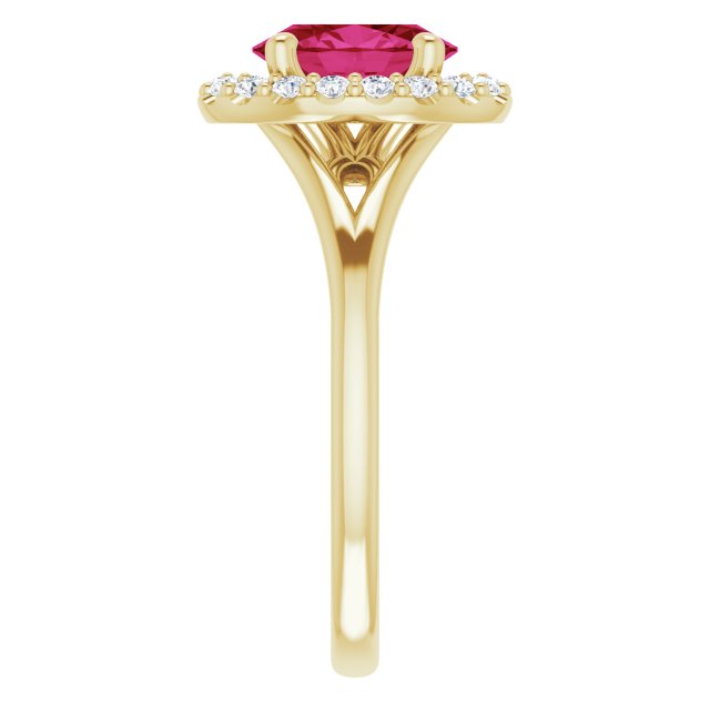 1.25ct Oval Ruby Ring with LG Diamond Halo