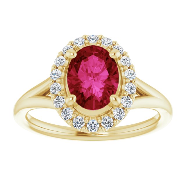 1.25ct Oval Ruby Ring with LG Diamond Halo