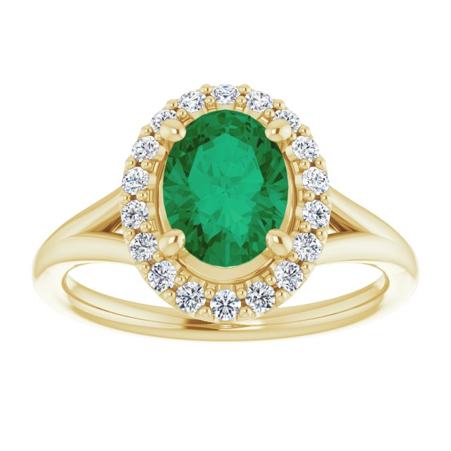 t Oval Emerald Ring with LG Diamond Halo