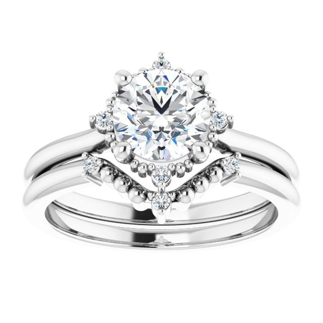 One Carat Brilliant Moissanite Vintage Ring