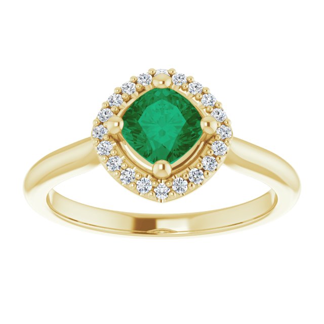 5mm LG Emerald Cushion Ring with LG Diamond Halo