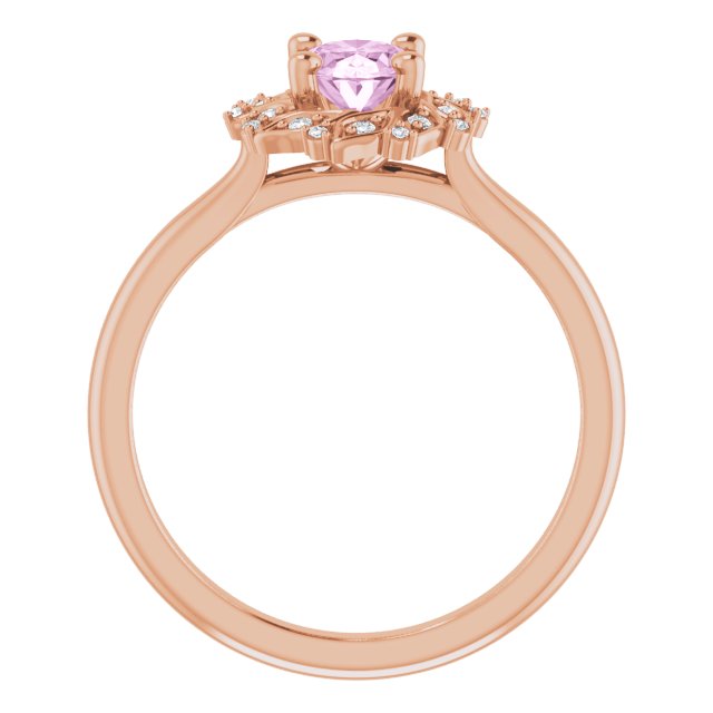 Light Pink LG Sapphire & Diamond Halo Ring