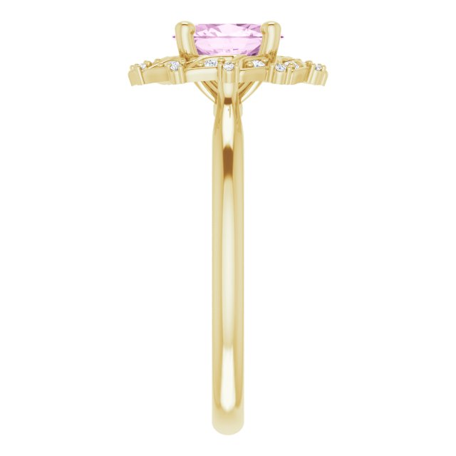 Light Pink LG Sapphire & Diamond Halo Ring