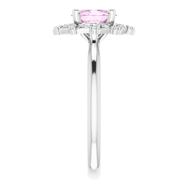 Light Pink LG Sapphire & Diamond Halo Ring