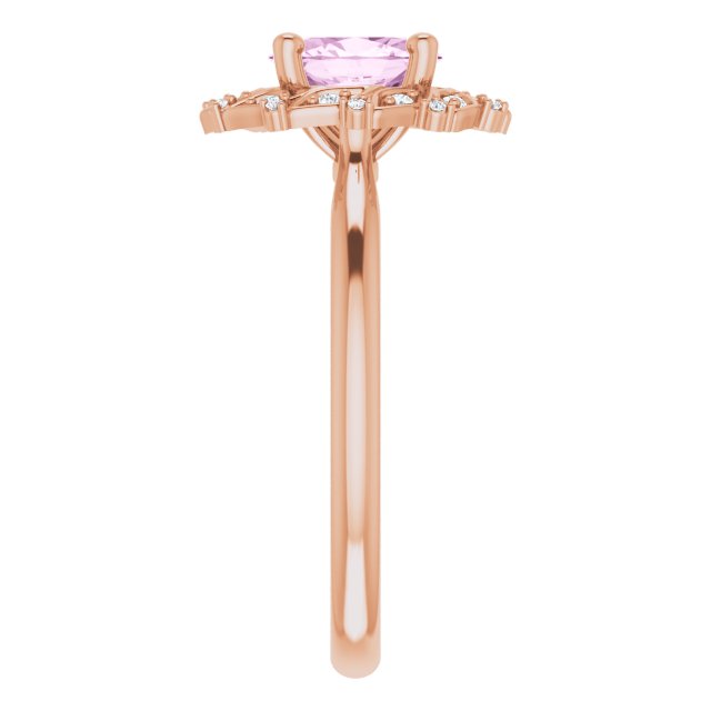 Light Pink LG Sapphire & Diamond Halo Ring